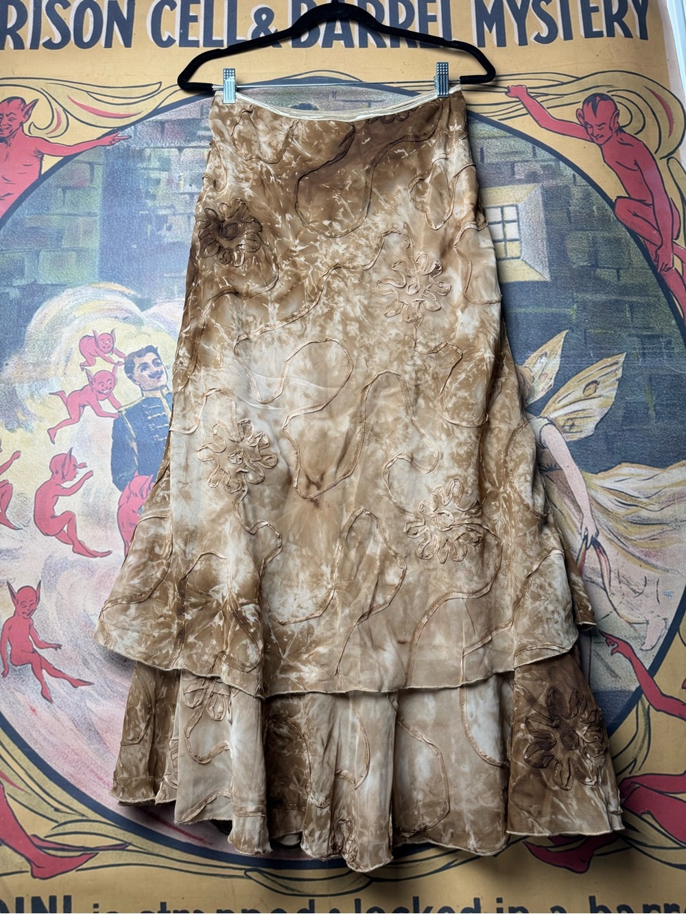 Bohemian Profile Tie Dye Midi Tiered Skirt
